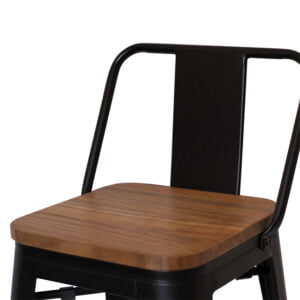 Piso Tolix Negro con asiento de madera 66 cm