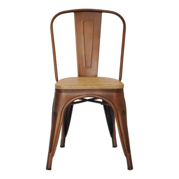 Silla Tolix cobre antique asiento de madera