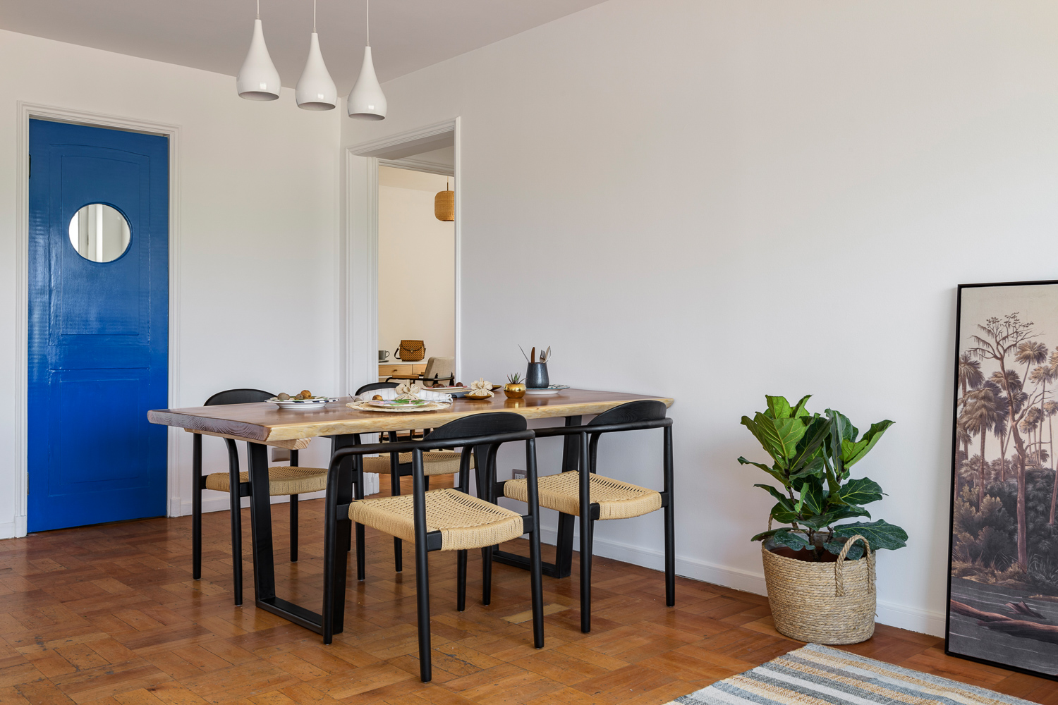 Sitial Lorenz de madera negra y asiento de ratán - Imagen 5