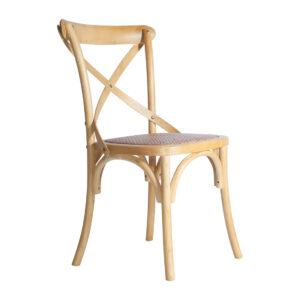 silla cruceta clasica madera con asiento de ratán natural perfil