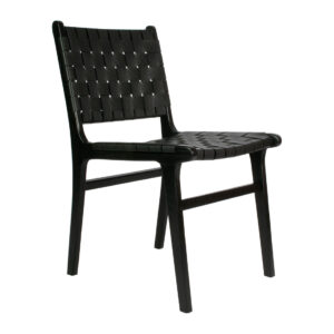 Silla London de madera y tejido de cuero