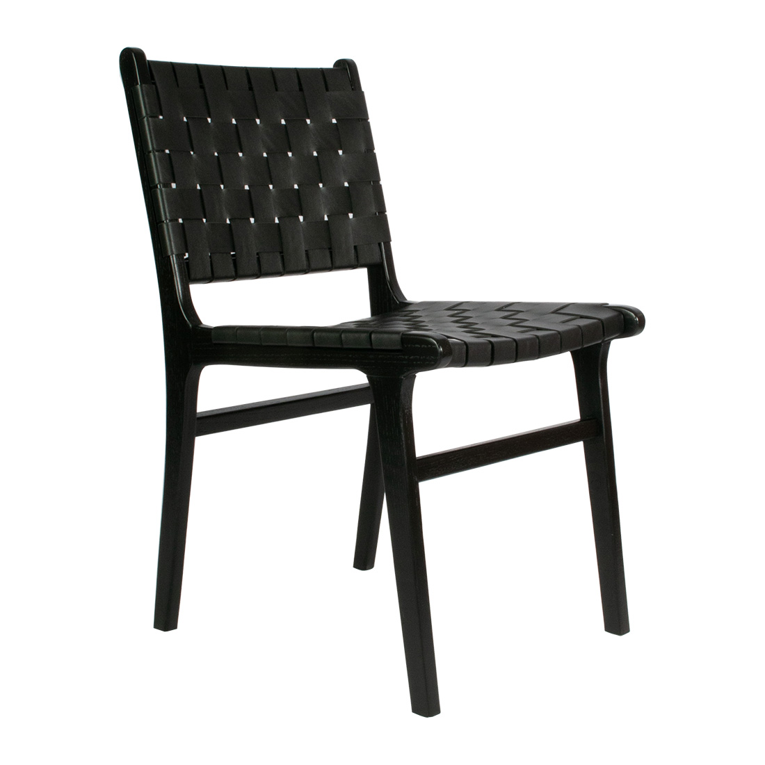 Silla London de madera y tejido de cuero