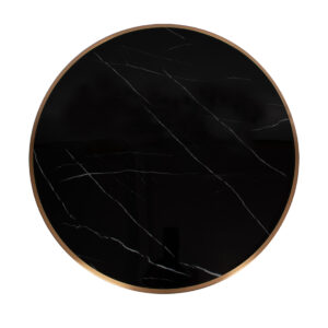 Cubierta mesa restaurante mármol negra diámetro 60 cm borde dorado