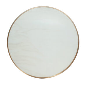 Cubierta mesa restaurante mármol blanca diámetro 60 cm borde dorado