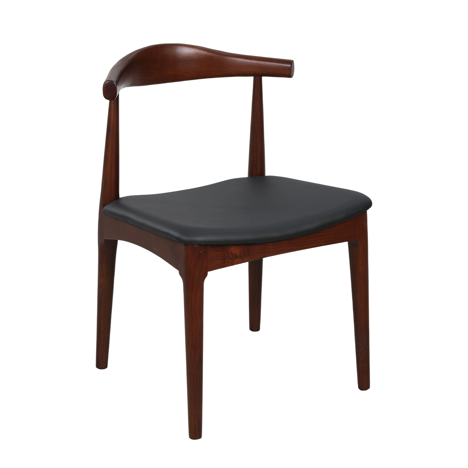 Silla Elbow Wegner asiento acolchado negro
