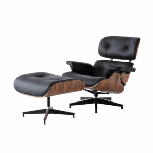 Sillón Eames Lounge + Ottoman en cuero italiano negro
