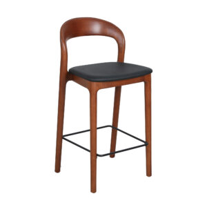 Piso Harbour madera nogal asiento acolchado color negro 66 cm