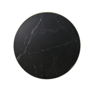 Cubierta mesa restaurante diámetro 60 cm mármol negro borde dorado liso