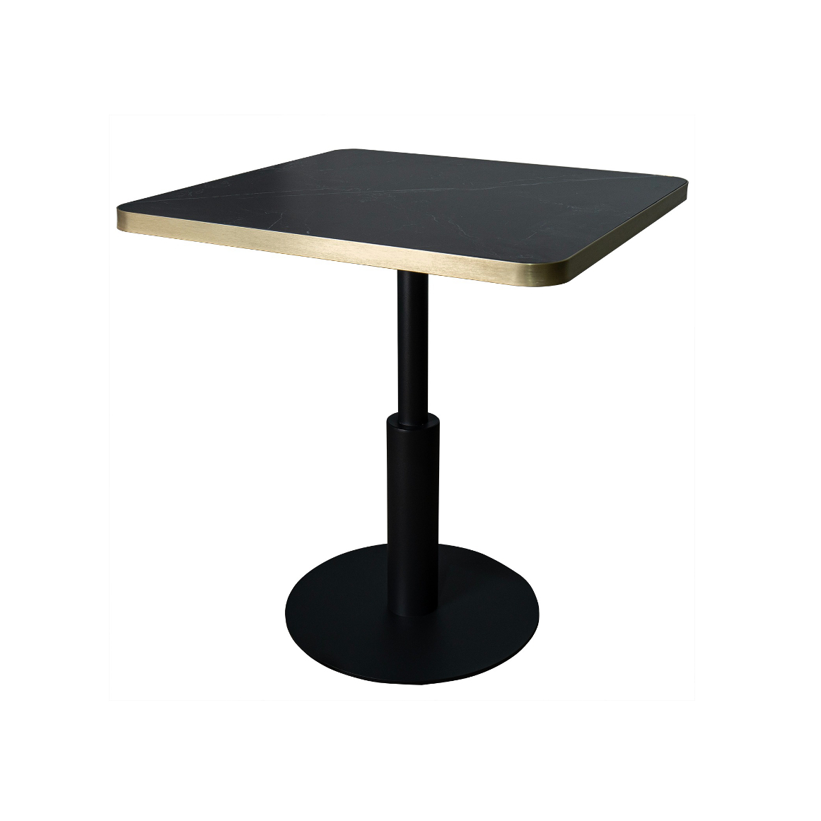 Cubierta mesa restaurante mármol negro borde dorado liso - Imagen 2