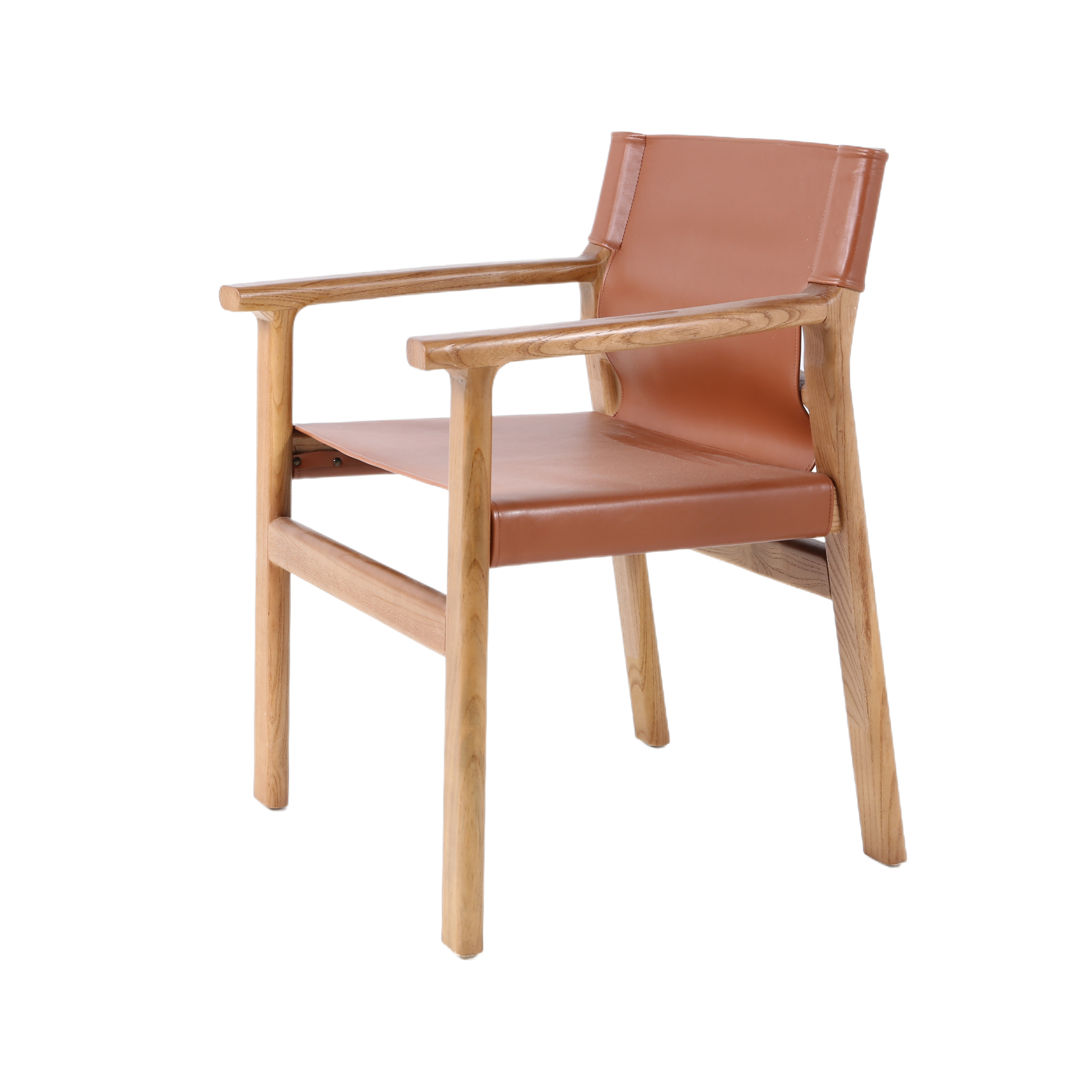 Silla Noa asiento cuero Café claro